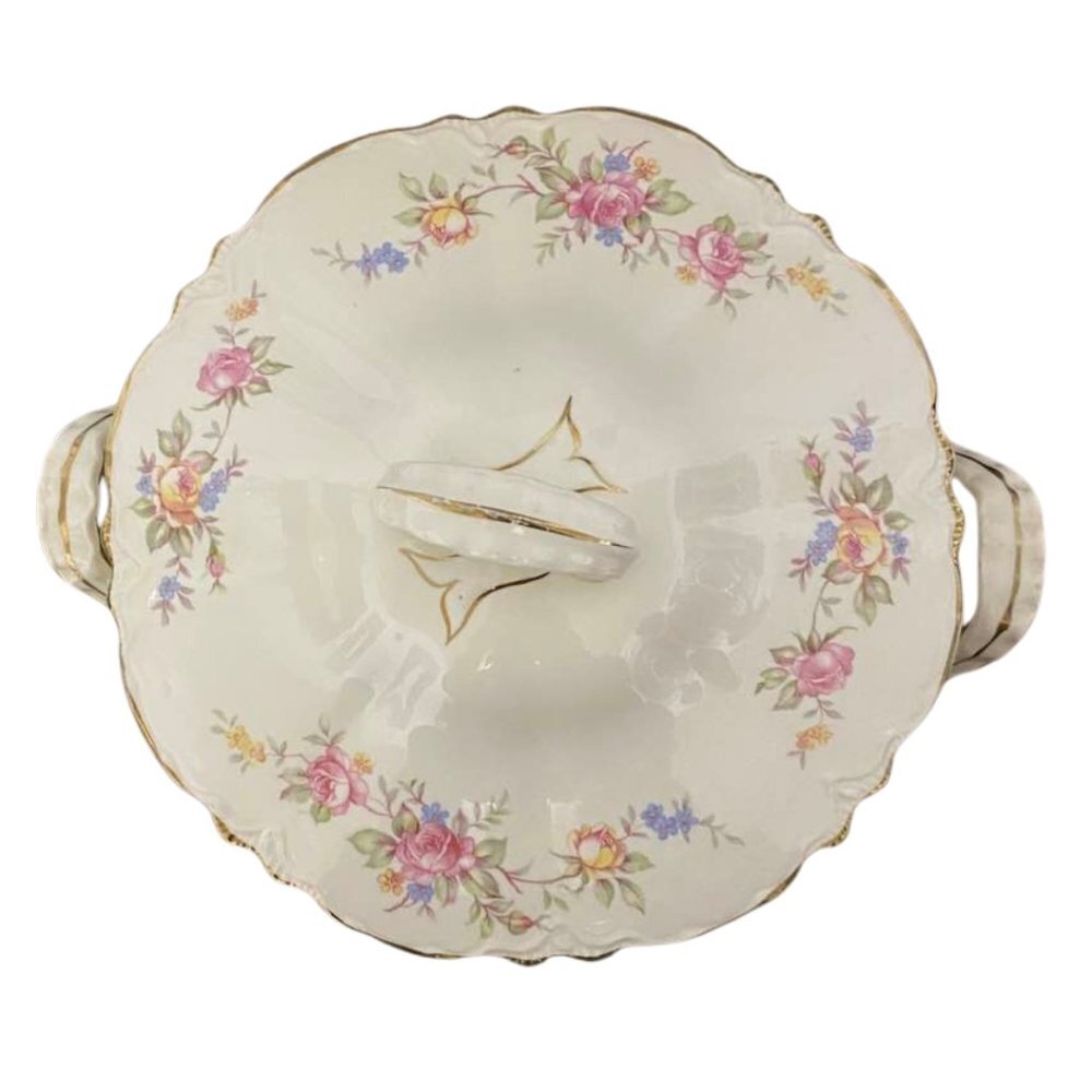 Vintage 1947 Homer Laughlin Oval Rose Tureen Casserole Dish - Picture 2 of 14